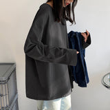Getadme-100% Cotton  Spring New Long sleeve T-Shirt Women Basic Tee Shirt Oversize T Shirt Women Casual O-neck Women Tshirt US size