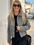 TRAF 2023 Women Fashion Jacket With Metal Button Female Vintage Spring Coats Turndown Collar Jacket Coat Ladies Chic Outerwear