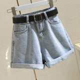 Short en jean taille haute décontracté Getadme, été, couleur unie, jambes larges, coupe trapèze, style coréen, vêtements tendance pour femmes