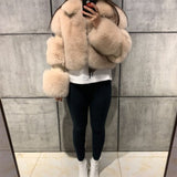 Getadme Winter  Women's Short Faux Fur Jacket Turn-down Collar Warm Patchwork Fur Ladies Faux Fox Fur Coat Fluffy Jacket Streetwear