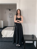 Women's Black Open Back Lace UpHanging Neck Dress Summer New Gothic Style Female Sexy Off Shoulder Sleeveless Long Dresses