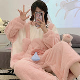 Pyjama d'hiver pour femme, combinaison pyjama, pyjama chaud à capuche, pyjama épais, vêtements de nuit, pyjama d'intérieur pour femme