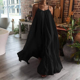 Women Camisole Oversized Maxi Dresses Summer Casual Spaghetti Strap Loose Backless Big Swing Dress Women Solid Floor-length Robe