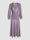 Getadme-Fordeal Elegant Sheath Wrap Satin Dress