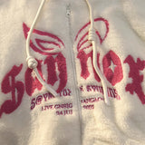 Sweat à capuche en coton pour femme, avec oreilles de lapin mignonnes et amusantes, en velours d'agneau. Vêtements tendance, coupe ample, fermeture éclair, manteau chaud, streetwear.