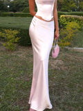 Getadme  Elegant Solid Satin Women'S Skirt Fashion Slim High Waist Maxi Skirts Elegant Simple Slik Casual Female Clothing