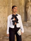 Sequins Sparkling Bow Jackets Women Shiny Evening Christmas Short Coats Female Elegant Long Sleeve Chic Partywear Tops