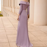 Getadme-Vintage Plus Size Mother Of The Bride Dresses A-Line Jersey Flowers 3/4 Sleeve Long Groom Mother Dresses For Weddings