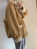 Getadme 3 Korean Jacket Women Autumn/Winter Coat for Women Clothing Solid Polo Collar Single Breasted Thickened Short Coat New Outerwear