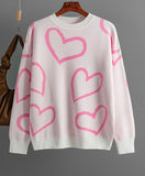 KarSaNy Loose Heart Contrast Color Sweater Oversize Women Autumn Winter Knitted Pullovers Oversized Sweaters For Women 2023