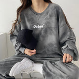 Getadme-가을 여름 2피스 세트 여성 바지 정장 플러스 사이즈 어반 캐주얼 긴팔 여성 트랙수트 스포츠웨어 플러시 벨벳