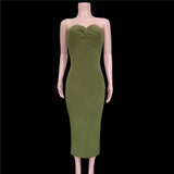 Getadme  Strapless Knit Maxi Dresses For Women Summer Beach Party Bodycon Dress Off-Shoulder Twist Knitting Evening Backless Dress