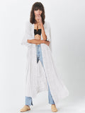 Getadme-Beach Cover Up Women Kimono Lace Trim Bohemian Swimsuit Cape Casual Solid Pareo Summer Beachwear Bathing Suits Outfits