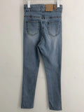 Getadme High waisted women's jeans with staggered button design tight elastic leg pants Korean fashion women clothing
