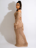 Getadme Sexy Women Knitted Dresses Deep V Neck Tassels Sleeves Crochet Dress Cover Ups Hollow Out Crocheted Beach Skirt Cover Ups