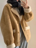 Getadme 3 Korean Jacket Women Autumn/Winter Coat for Women Clothing Solid Polo Collar Single Breasted Thickened Short Coat New Outerwear