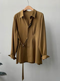 Shirts Women Design S-3XL Creativity Casual All-match Simple Pure Daily Stylish Korean Style Loose Office Ladies Spring Lace-up