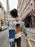 Getadme-Denim Jacket Plush Lamb Wool Lapel Jackets For Women Winter Women's Cold Coat Coats Down Women's Clothing Free Shipping