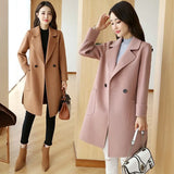 Women's Double Breasted Woollen Blazer, Vintage Coat, Long Sleeve, Office Lady, Elegant Outerwear, Fall and Winter Fashion