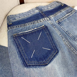 Vintage Blue Jeans Women's Spring And Summer New Casual Simple Neutral High Waist Wide Leg Pockets Denim Trousers Femal