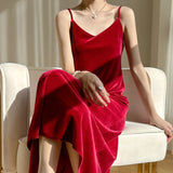 Getadme Women Red Midi Cocktail Dresses Pink Burgundy Crushed Mini Maroon Velour Party Evening Sexy Dresses