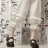 Short de sécurité Getadme style Sweet Lolita japonais pour femme, culotte à volants kawaii en coton, taille élastique, short victorien à nœud mignon