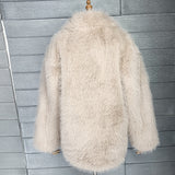 Women Faux Fur Jacket Faux-Fox Fur Coats Winter Suit Collar Warm Loose Pink Female Overcoat Clothes Korea  Women's Eco-coat