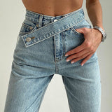 Getadme-Women's Pants Trousers Autumn High Waist Jeans Pants Women Streetwear Fashion Casual Sashes Denim Straight Pants