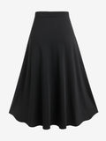 ROSEGAL Gothic Lace Up A Line Skirt For Women Godet Hem Colorful Y2K Elastic Waisted Midi Skirt Ladies Cozy Basic Bottoms 4XL
