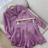 Summer Outfit For Woman 2023 Shorts Suits Long Sleeve Blouses High Waist Pants New Two Pieces Suit Ladies Holiday Jogger Sets
