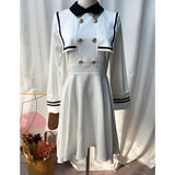 Herstory women SPRING Sailor Collar Japanese Lolita dress female long sleeve double breasted a-line dress lady OP Vestidos