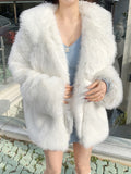 Women Faux Fur Jacket Faux-Fox Fur Coats Winter Suit Collar Warm Loose Pink Female Overcoat Clothes Korea  Women's Eco-coat