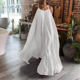 Women Camisole Oversized Maxi Dresses Summer Casual Spaghetti Strap Loose Backless Big Swing Dress Women Solid Floor-length Robe