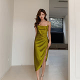 Ladies Sexy Silk Satin Night Dress Sleeveless Print Nighties V Neck Nightgown Nightdress Lace Sleepwear Nightwear for Women