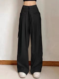 Pantalon femme taille haute étudiante rétro ample et décontracté style coréen, idéal pour le printemps, confortable et facile à assortir.