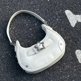 Getadme 빈티지 한국 캐주얼 귀여운 흰색 별 어깨 겨드랑이 토트백 여성 슬링백 가죽 지퍼 지갑 핸드백 여성