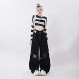 Getadme-미국식 개인 맞춤형 스파이시 걸 중공 작업복 바지 여성용 패션 지퍼 두 벌 착용 디자인 캐주얼 다용도 바지