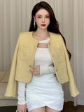 Getadme-French Chic Small Fragrance Coat Women Autumn Winter Korean Fashion Casual Slim Tweed Jacket Female Woolen Short Outerwear Top