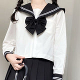 Japanese School Girl Uniform JK Black Sailor Basic Cartoon Navy Sailor Uniform Sets Navy Costume Women Girl Costume