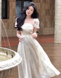 Getadme Women Elegant Evening Party Midi Dress Summer New Fashion Princess Embroider Vestidos Female Korean Design Slim Clothes