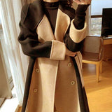 Women Coats Vintage 2023 Autumn Winter Fashion V -Neck Outerwear Long Sleeve Double-breasted Jackets Female Elegant Coats