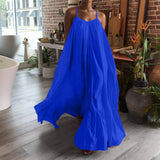 Women Camisole Oversized Maxi Dresses Summer Casual Spaghetti Strap Loose Backless Big Swing Dress Women Solid Floor-length Robe