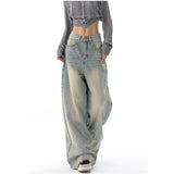 Getadme-American Vintage Y2K Wide Leg High Waist Straight Jeans Pants Women's Casual Baggy Grunge Streetwear Style Denim Trouser