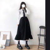 Jupes printemps/automne pour femmes, taille haute, style coréen, vintage foncé, à volants, coupe trapèze, collection étudiante 2022
