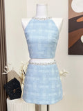 Hotsweet Sexy Luxury Beading Small Fragrant Two Piece Set Women Sweet Crop Top + Skirt Suits Korean Elegant Fashion 2 Piece Sets