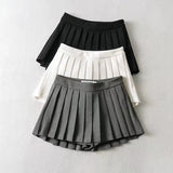Getadme-Sexy Women Pleated Skirts High Waist Summer Vintage Mini Skirts Korean Tennis Student White Designed Dance Skirt