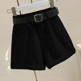 Short en jean taille haute décontracté Getadme, été, couleur unie, jambes larges, coupe trapèze, style coréen, vêtements tendance pour femmes