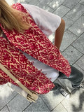 Gilet réversible imprimé et brodé pour femme Getadme, style vintage ethnique, patchwork décontracté, élégant, streetwear