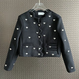 Getadme-Fashion High Street Small Fragrant Love Beading Wool Jacket Coat Fall Winter French Vintage Elegant Short Jackets Women Outwear
