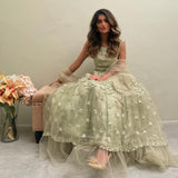 Getadme-Dubai Lace Appliques Embroidery Flower Tulle Evening Dresses A-Line Pleat Ruched Saudi Arabic Women Formal Party Prom Gown